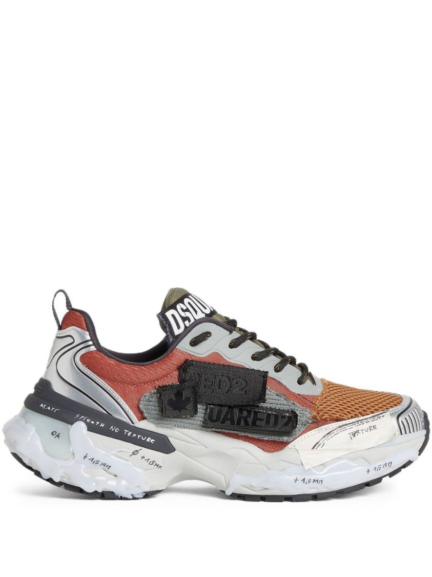 Dsquared2 Multi-Material Beige Sneakers With Sole