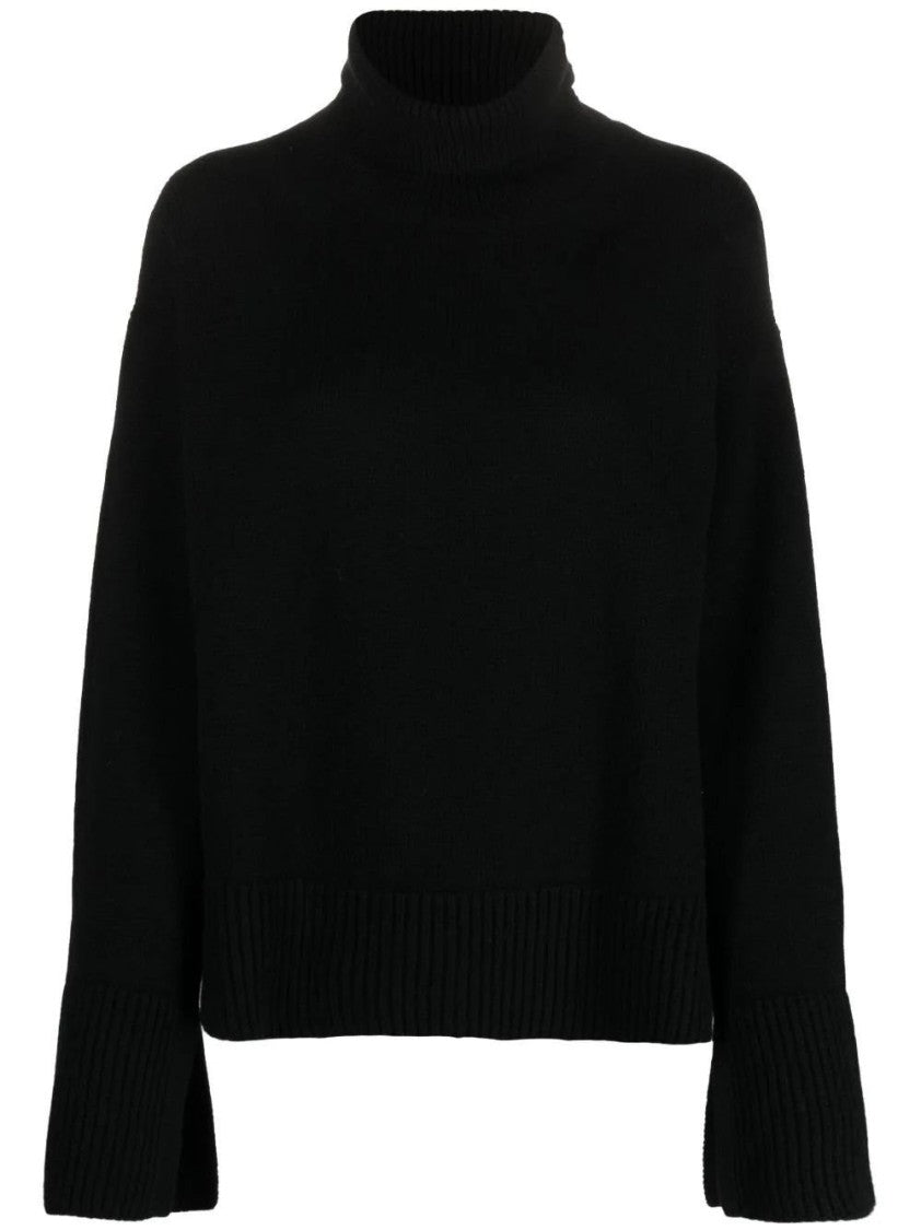 P.A.R.O.S.H. Relaxed-Fit Black Wool Sweater With High Neck