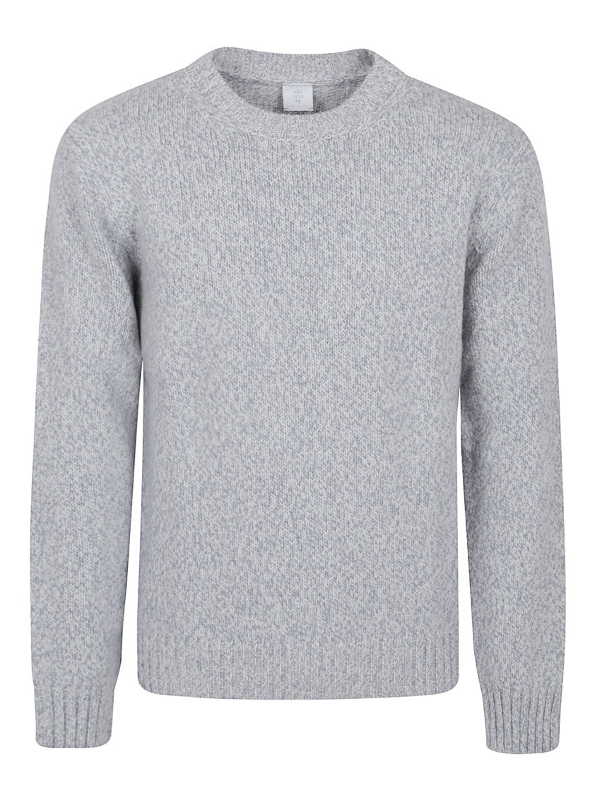 Eleventy Heather Gray Crewneck Sweater With Ribbed Trim