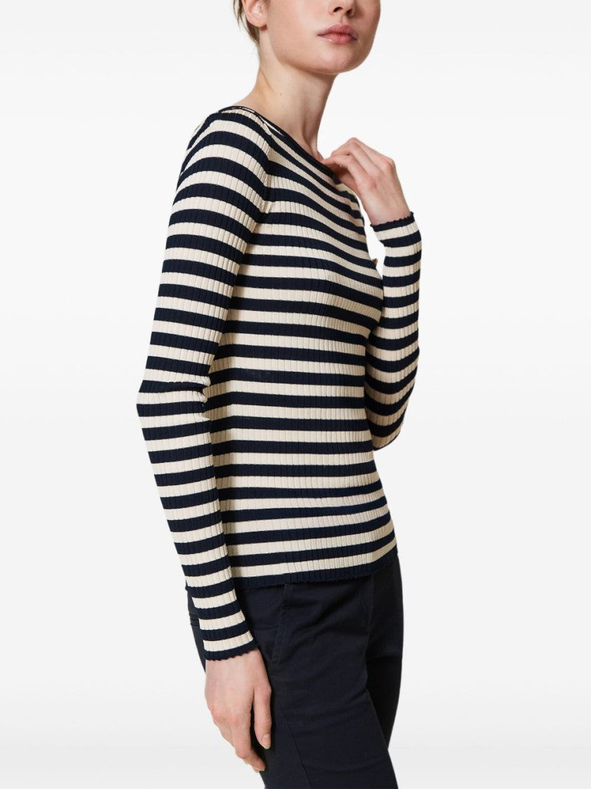 Twin-Set White And Navy Sweaters