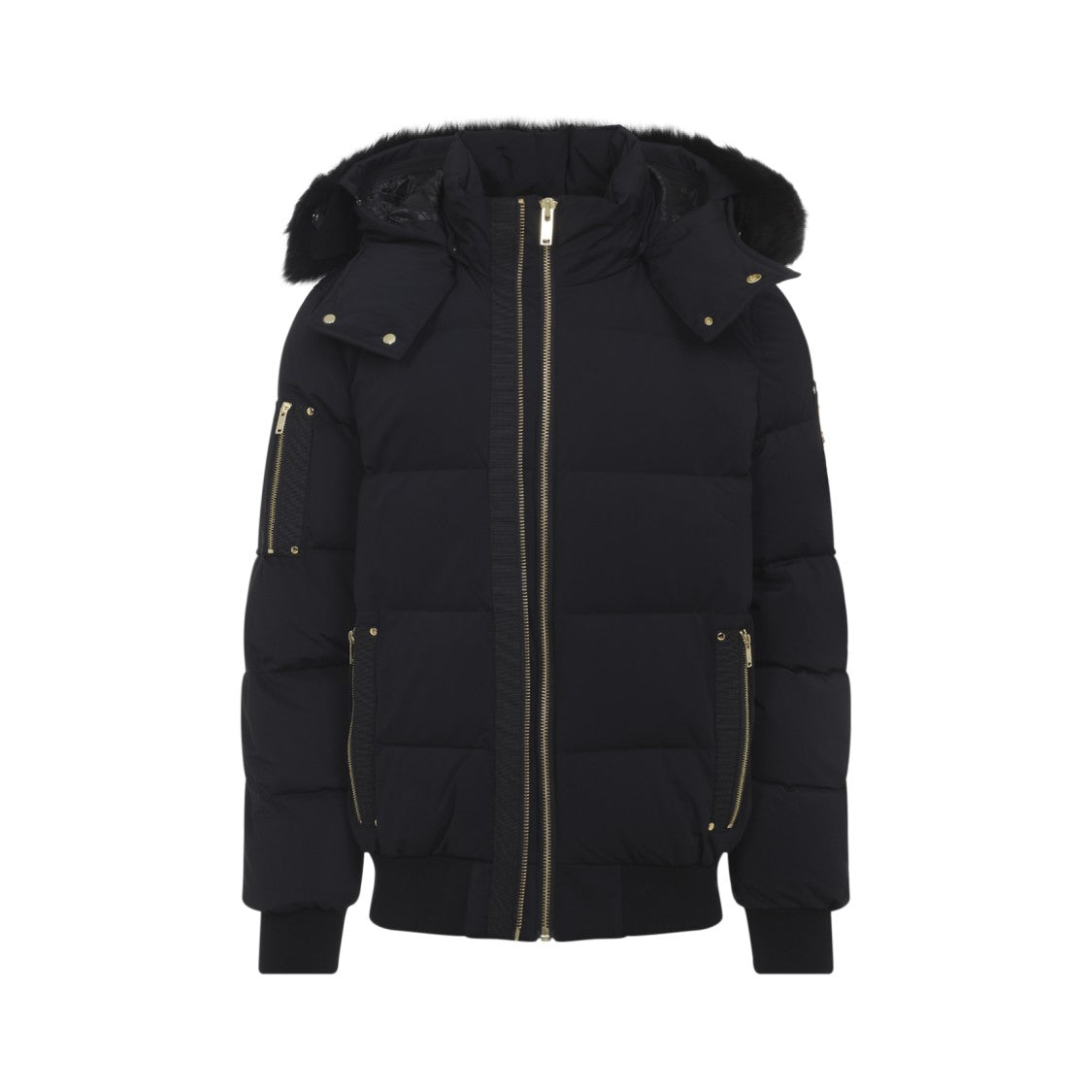 Moose Knuckles Hooded Padded Jacket With Quilted Design And Fur Trim