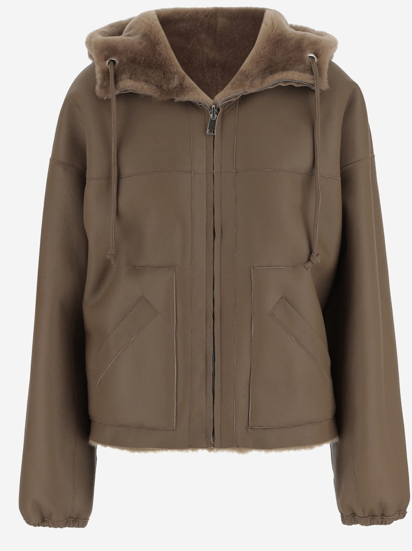 Blancha Reversible Shearling Jacket With Drawstring Hood