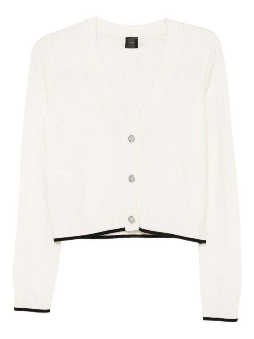 Pinko Cropped Sweater With Deep V-Neckline
