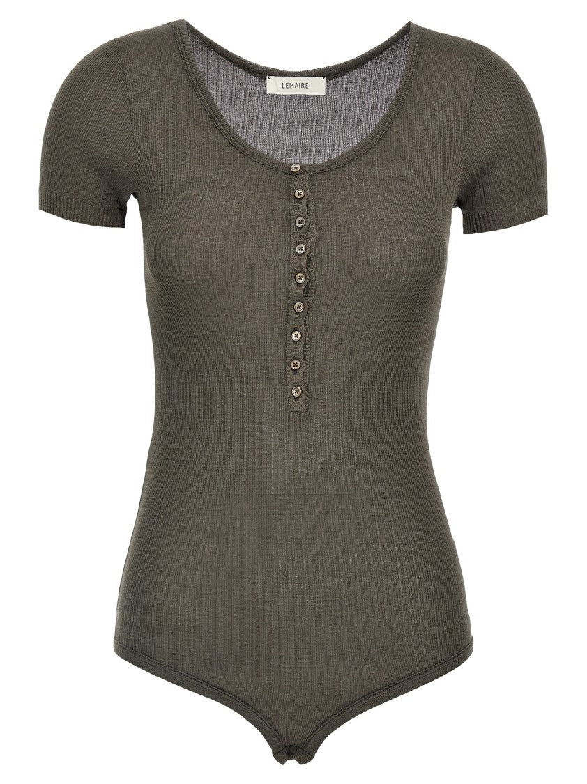 Lemaire Ribbed Viscose And Silk Blend Bodysuit