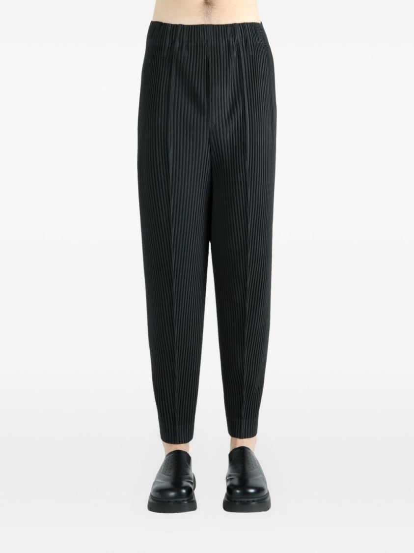 Homme Plissé Issey Miyake Pleated Straight Leg Trousers With Elasticated Waistband