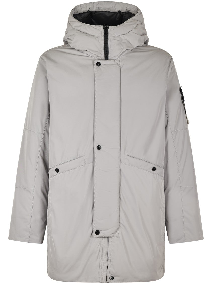 Stone Island Minimalistic Grey Jacket With Hood
