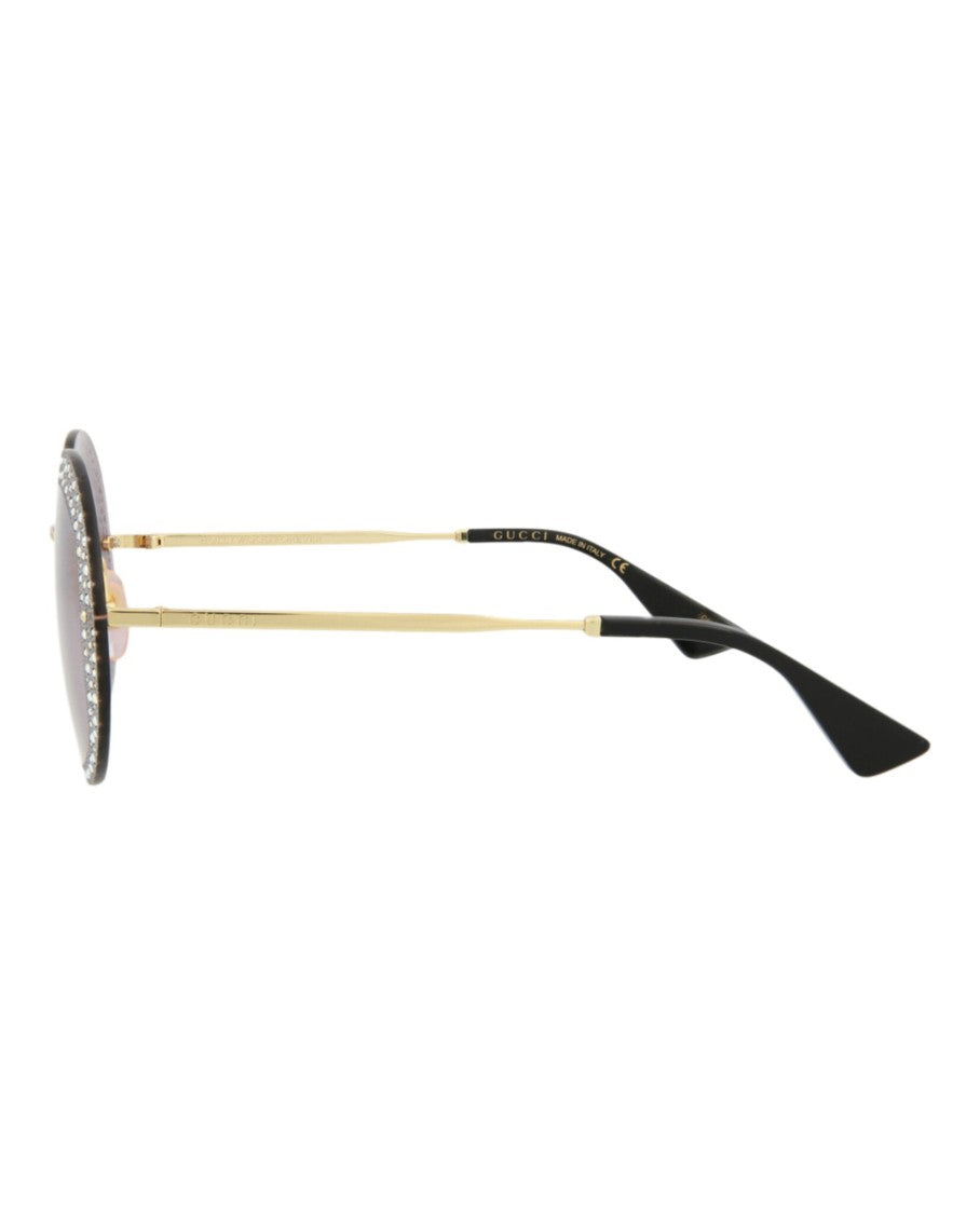 Gucci Round-Frame Metal Sunglasses