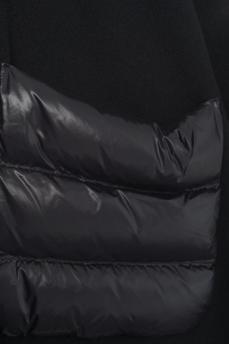 Herno Cape With Quilted Down Panels And Frayed Hem