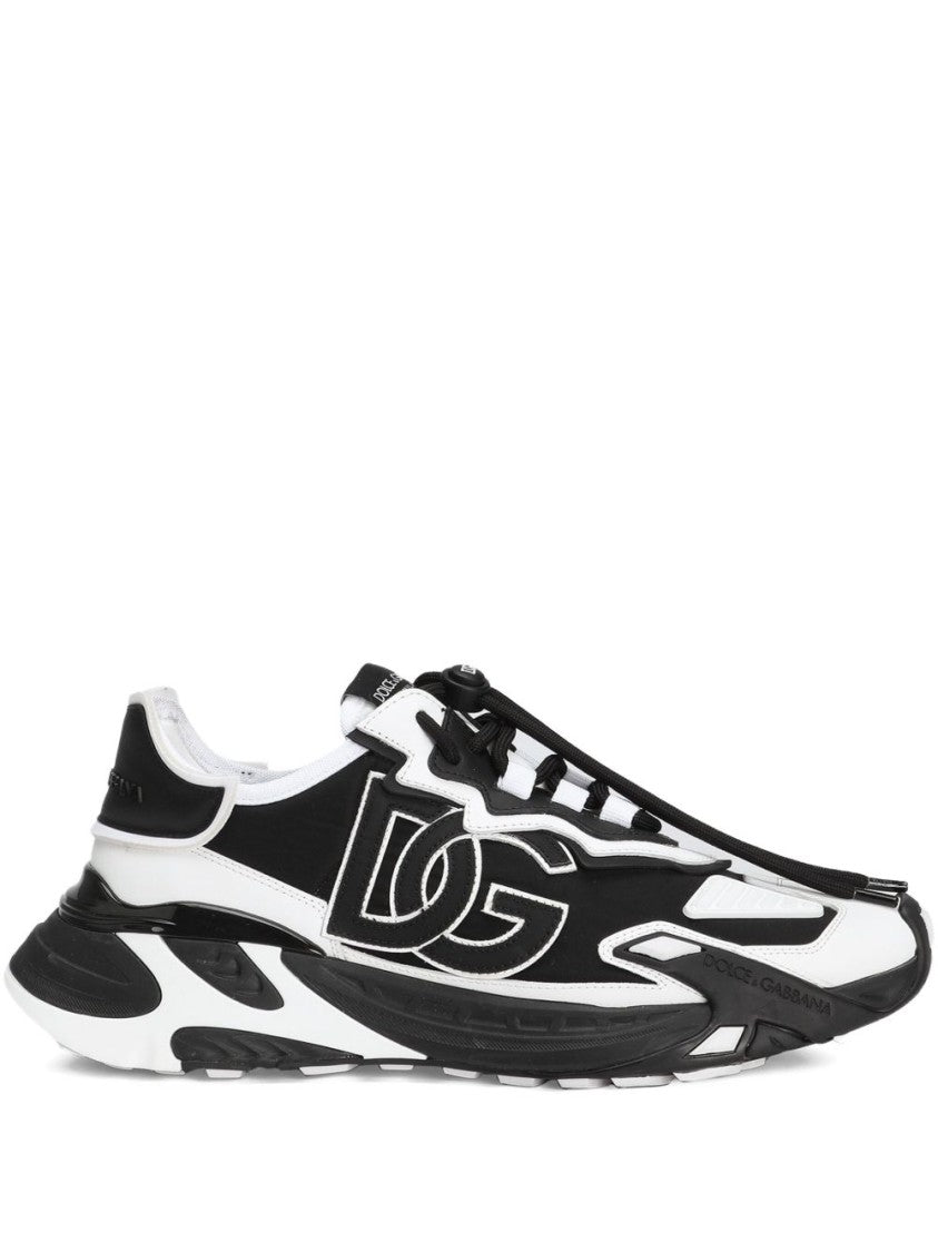 Dolce & Gabbana Panelled Leather Sneakers With Iconic Logo Patch