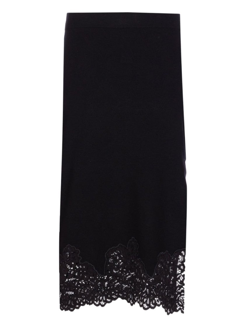 Twin-Set Straight Silhouette Skirt With Lace Trim