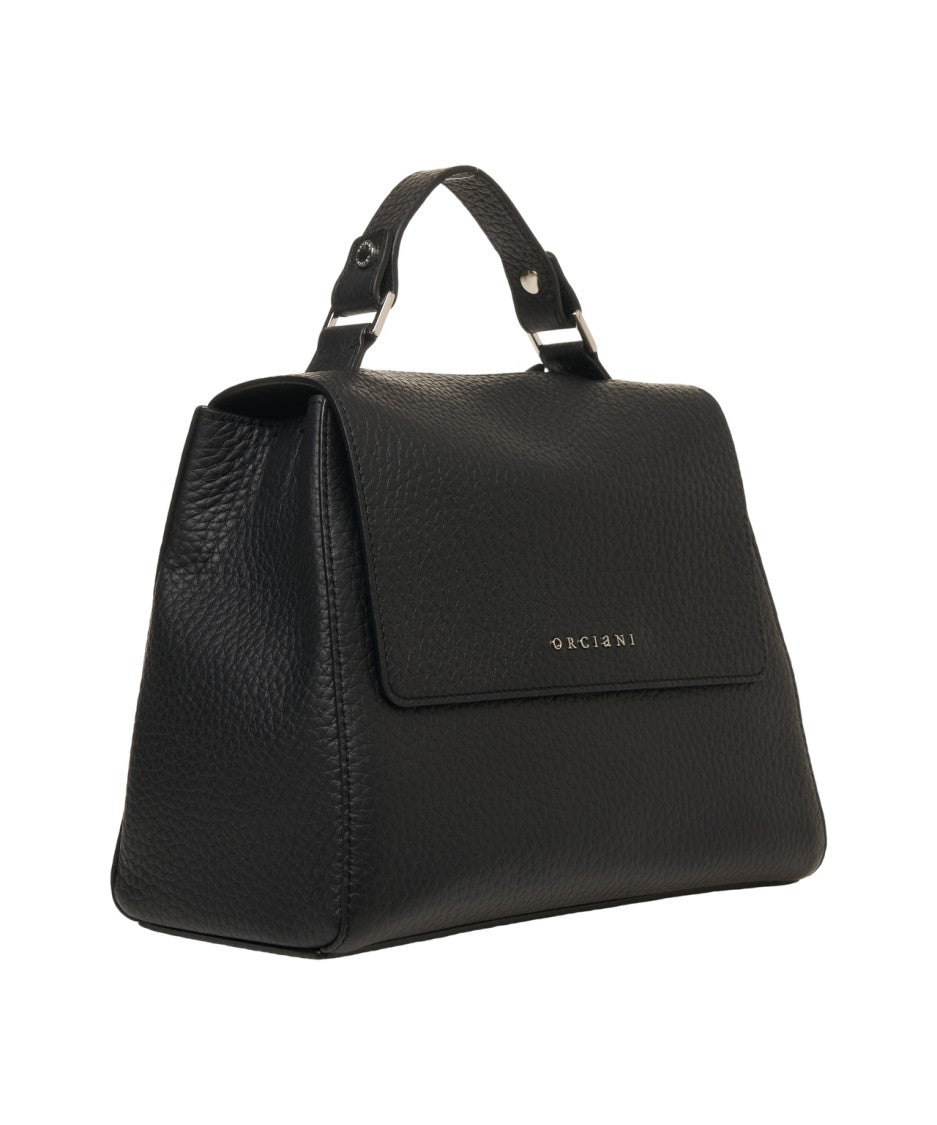 Orciani Hammered Leather Handbag With Versatile Shoulder Strap
