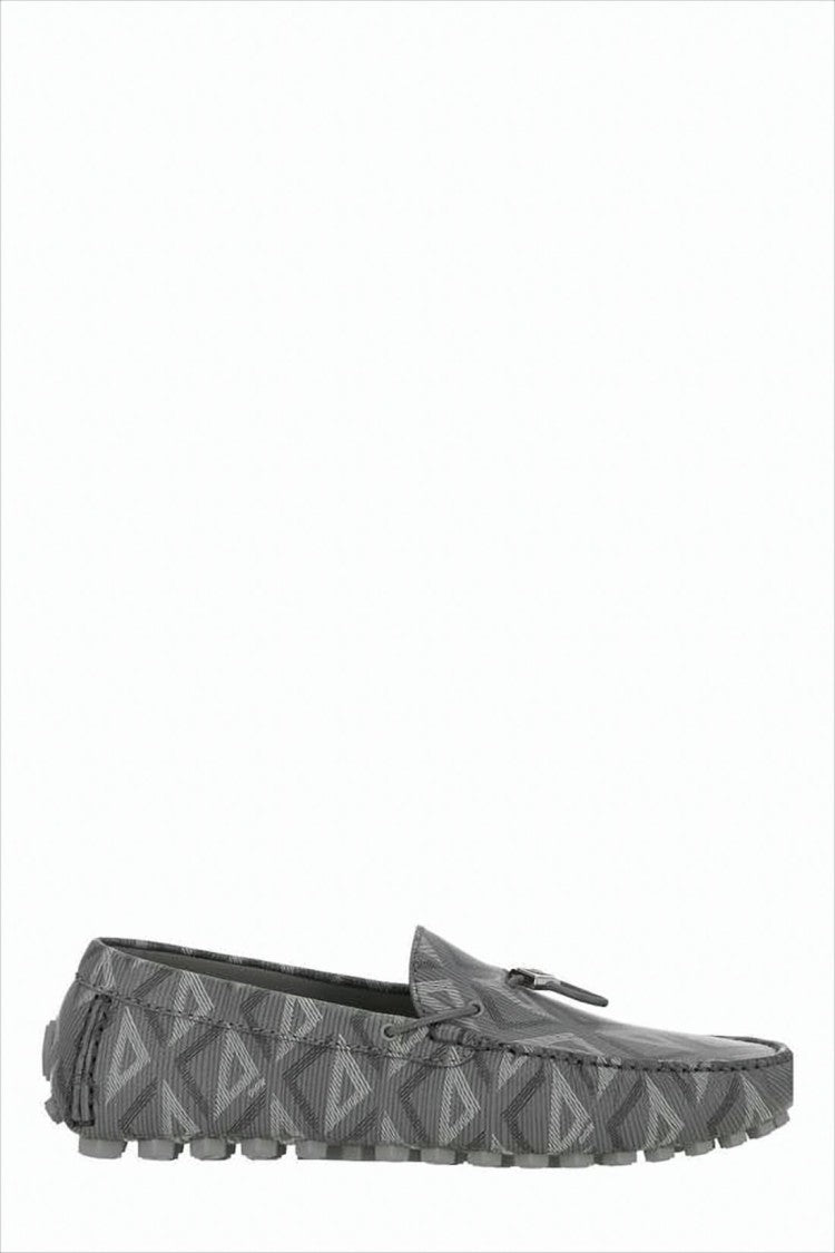 Christian Dior Textured Grey Loafers With Geometric Pattern By Christian Dior
