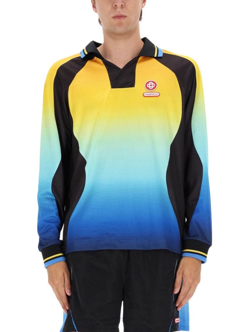Casablanca Gradient Long-Sleeve Top With Sporty Accents