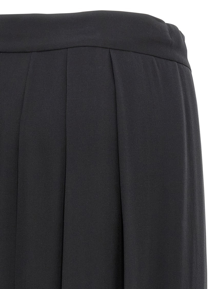 Alberta Ferretti High-Waisted Silk Georgette Palazzo Pants With Asymmetrical Back Panel