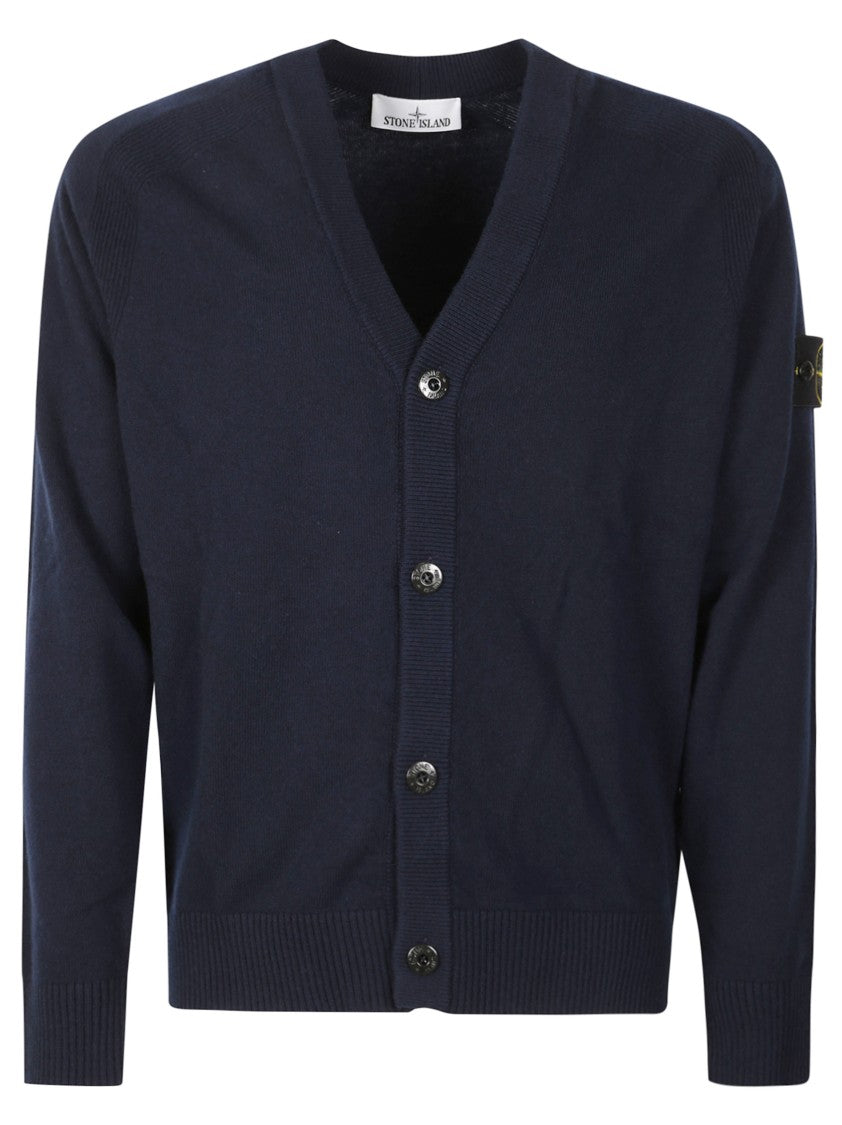 Stone Island Classic Blue Knit Sweater With Ribbed Details