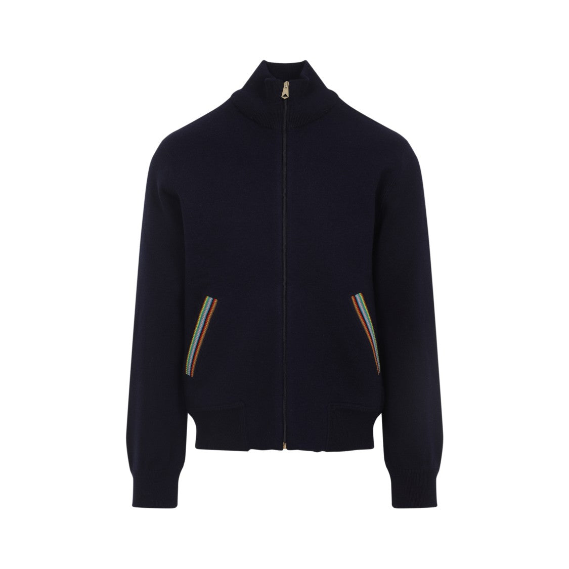 Paul Smith Knitted Blue Wool Bomber Jacket