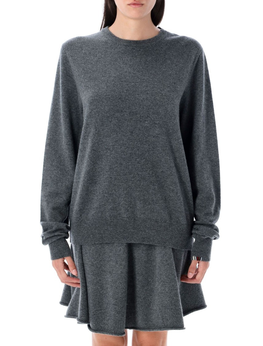 Extreme Cashmere Long-Sleeved Crew Neck Pullover Sweater In Dark Grey