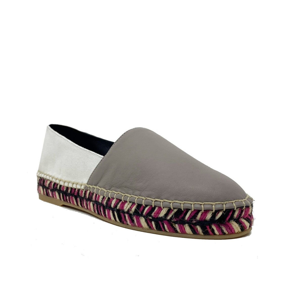Off-White Leather Espadrilles With Canvas Detailing