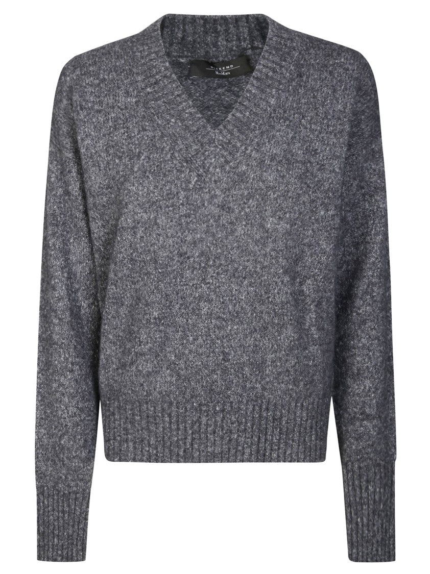 Max Mara Heathered Dark Grey Knit Sweater