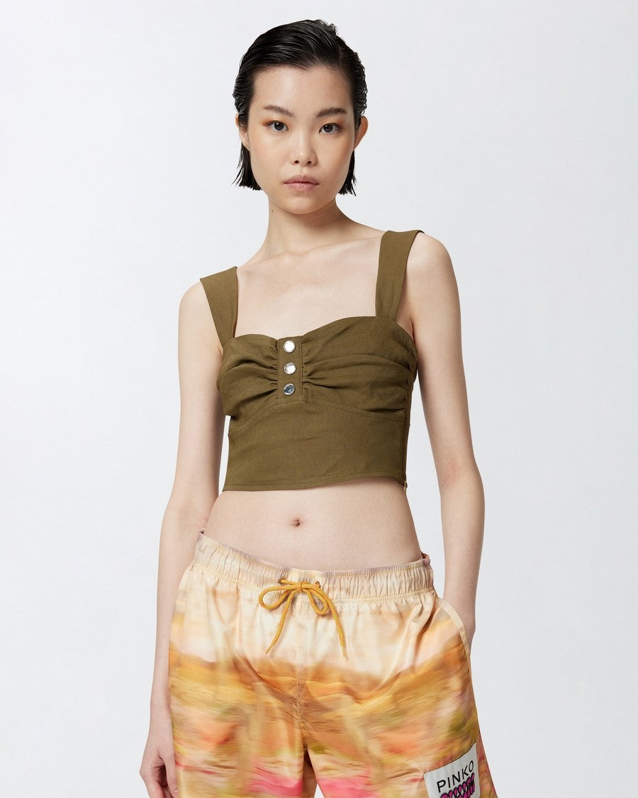 Pinko Cropped Linen Blend Top