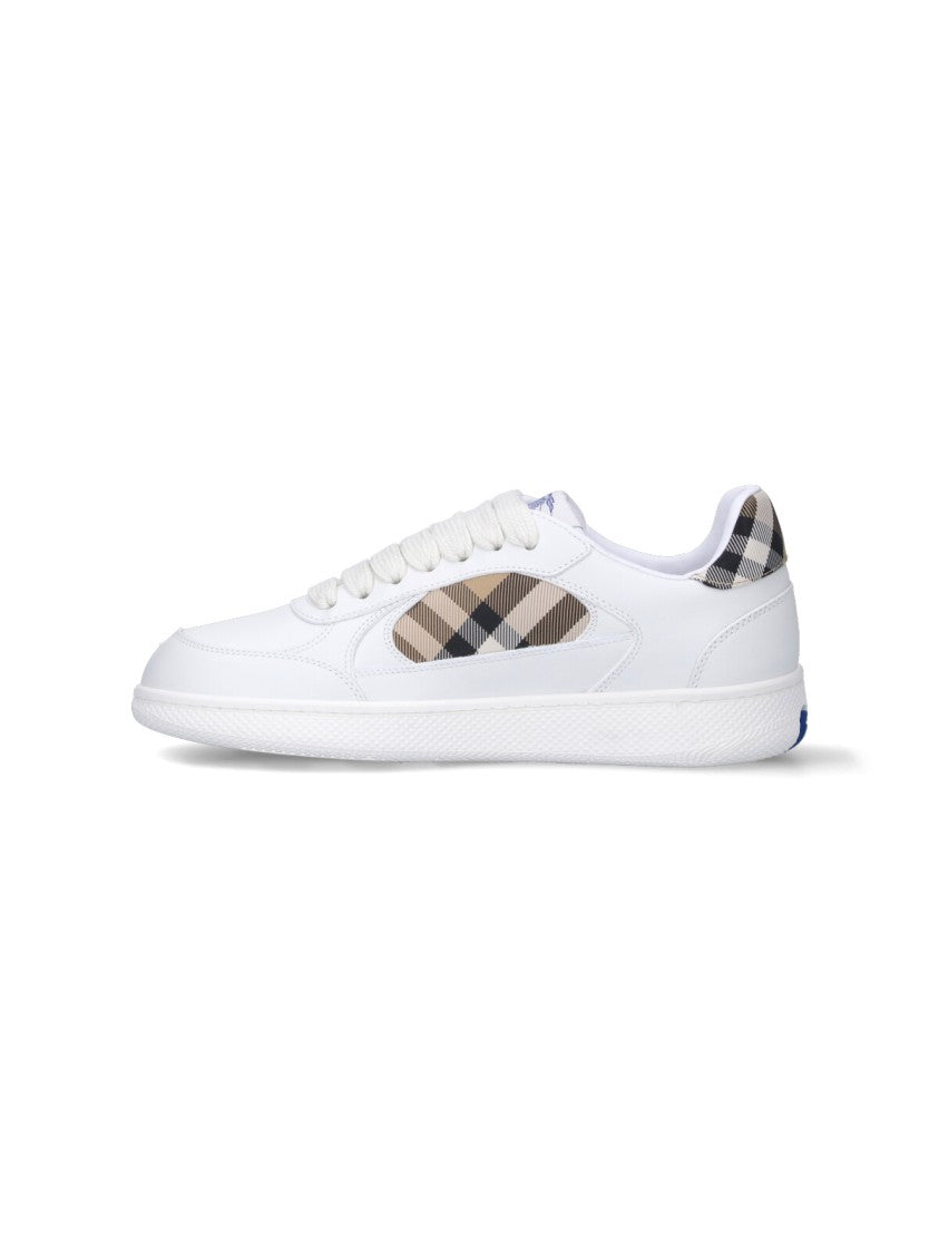 Burberry Calf Leather Sneakers With Iconic Check Pattern